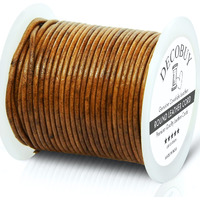 Round Leather Cord 2Mm String, 27 Yards Rope For Jewelry Making, Bracelets, Necklaces, Kumihimo Braiding, Wraps, Crafts, Hobby, And Diy Projects - Distressed Tan Brown