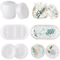 3-Piece Silicone Molds For Epoxy Resin - Rolling Tray Mold For Resin, Resin Pudding Jar Mold With Lid, Grinder Molds For Resin Casting, Diy Epoxy Resin Molds Kit For Storage And Decoration