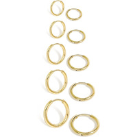 Small Gold Hoop Earrings Lightweight: Hinged Huggie Hoop Earrings For Lobe Cartilage Helix Tiny Hoops Earrings In Gold Plated Silver Black For Women Men (Set Of 1 - 5 Pairs) (14K Gold - 6Mm/7Mm/8Mm/9Mm/10Mm)