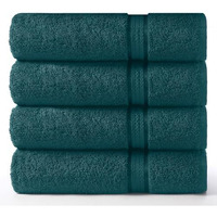 Cotton Craft Ultra Soft 4 Pack Oversized Extra Large Bath Towels 30X54 Teal Weighs 22 Ounces - 100% Pure Ringspun Cotton - Luxurious Rayon Trim - Ideal For Everyday Use - Easy Care Machine Wash