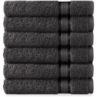 Cotton Craft Ultra Soft Hand Towels - 6 Pack - 16X28-100% Cotton Face Towels - Absorbent Quick Dry Everyday Luxury Hotel Bathroom Kitchen Spa Gym Shower Pool Camp Picnic Dorm - Easy Care - Charcoal
