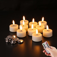 Eywamage Flameless Tealights With Remote Batteries Included, Bright Realistic Led Votive Candles Flickering Real Wax D 1.6""