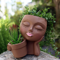 Dolkgy Face Flower Pot Head Planter, Black Woman Unique Planters For Indoor Outdoor Plants, Novelty Plant Pots Lady Vase With Drainage Hole Home Garden Succulents Cactus