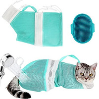 Cat Bag For Bathing Set With Cat Grooming Washing Bag Adjustable Pet Shower Brush - Cat Bathing Mesh Bag Anti Scratch Anti Bite Soft Durable For Cats & Dogs Restraint Grooming Nail Trimming Washing