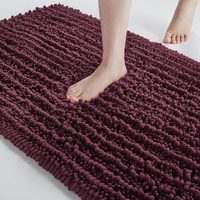 Floleopa Soft Plush Microfiber Bathroom Rugs, Absorbent Bath Rugs Non Skid Machine Wash Dry Bath Mats For Tub,Shower And Bath Room Floor Mats (17X24Inches, Burgundy)