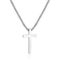 Ursteel Cross Necklace For Men Women, Stainless Steel Cross Chain Silver Mens Cross Necklace 24 Inch Necklace For Men Boyfriend