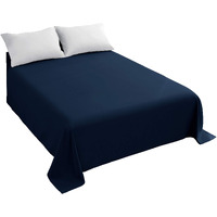 Sfoothome Bed Flat Sheet - Ultra Soft And Wrinkle, Fade, Stain Resistant Top Sheet, Twin Size, Navy Blue