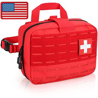 Livans Tactical Molle Medical Pouch Of Upgraded Size, First Aid Large Capacity Ifak Emt Detachable Quick Release With Headrest Mount Include Flag And Cross Patch, Red, Free Size