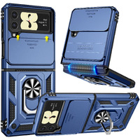 Goton For Samsung Z Flip 4 Case, Galaxy Z Flip 4 Case With Camera Cover, [Hinge Protection] & 360 Kickstand Ring Military Grade Shockproof Cover For Samsung Z Flip 4 Case 2022 Blue