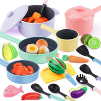 Gilobaby Play Kitchen Accessories, Play Food Sets For Kids Kitchen Playset With Pots And Pans Set, Cooking Utensils, Preschool Learning Education Toys For Toddlers, Birthday Gifts For Girls (Pink)