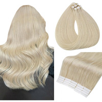 Full Shine Blonde Tape In Hair Extensions Human Hair Seamless Tape In Hair Extensions 24 Inch Tape In Extensions Color 60 Platinum Blonde 50 Gram Skin Weft Hair Extensions Tape In Double Sided 20 Pcs