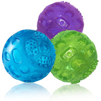 Pjdh 3 Packs Dog Balls Dog Toys, Indestructible Dog Balls For Aggressive Chewers, Balls For Medium Large Dog, Squeaky Kong Ball For Training Playing Pet Toys, 3.2Inch Dog Toy Balls, Green+Blue+Purple