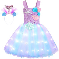 Skcaiht Mermaid Costume Dress For Girls Mermaid Light Up Dress For Girls Mermaid Birthday Party Gifts Decorations Halloween Costumes (5-6 Years)
