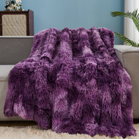 Gonaap Fuzzy Faux Fur Throw Blanket Twin Size Tie-Dye Violet Purple Super Soft Cozy Plush Fuzzy Shaggy Blanket For Couch Sofa Bed (Tie-Dye Violet Purple, Twin(60X80))