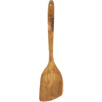Faay 135A Stir Fry Wooden Spatula For Right Hand, Ergonomic Handle Saute Paddle, Healthy Wood Turner, Handcraft From High Moist Resistance Golden Teak, Compatible For Non Stick Wok And Stir-Fry Pan