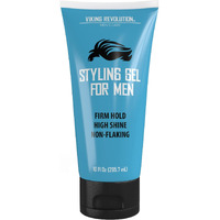 Viking Revolution Hair Gel For Men Strong Hold - Mens Hair Gel Extra Strength - Styling Gel For Hair Clear Hair Gel - Firm Hold Gel Hair High Shine Non-Flaking Curly Hair Gel (10Oz)