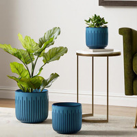 Le Tauci Ceramic Pots For Plants, 8.3+6.9+5.7 Inch Plant Pots Indoor, Flower Pots With Drainage Holes, Medium Cylinder Planters Pot For Indoor House Plants, Set Of 3, Glaze Ocean Blue