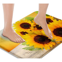 Britimes Bath Mat For Bathroom, Bathroom Mats Rugs No Silp, Yellow Sunflower Washable Cover Floor Rug Carpets Floor Mat Bathroom Decorations 16X24 Inches For Kitchen Bedroom Indoor