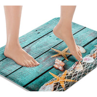 Britimes Bath Mat For Bathroom, Bathroom Mats Rugs No Silp, Beach Seashells Starfish Sand Washable Cover Floor Rug Carpets Floor Mat Bathroom Decorations 16X24 Inches For Kitchen Bedroom Indoor