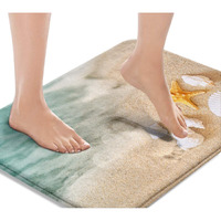 Britimes Bath Mats For Bathroom, Bathroom Mats Rugs No Silp, Beach Starfish Sea Shell Washable Cover Floor Rug Carpets Floor Mat Bathroom Decorations 32X20 Inches For Kitchen Bedroom Indoor
