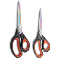 Livingo 2 Pack Premium Tailor Scissors Heavy Duty Multi-Purpose Titanium Coating Forged Stainless Steel Sewing Fabric Leather Dressmaking Comfort Grip Shears Professional Crafting (8595Inch)