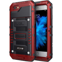 Mitywah Waterproof Case Compatible With Iphone 7 / Iphone 8 Heavy Duty Durable Metal Full Body Protective Case Built-In Screen Protection Shockproof Dustproof Rugged Military Grade Defender, Red