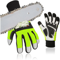 Vgo... 1-Pair Chainsaw Gloves,12-Layer Chainsaw Protection On Left Hand Back,Safety Goat Leather Work Gloves,Mechanic Gloves(Size Xl, Hi-Viz Green, Ga9767Cs)