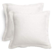 Taoson 2Pcs/Set 100% Cotton 300 Thread Count 24X24 European Square Pillow Shams Envelope Style Pillow Cover Pillowcase Pillow Protector Cushion Cover Non Zippered Only Cover No Insert (White)