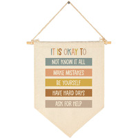 It Is Okay-Classroom Decor-Classroom Poster-Playroom Decor-Child Art-Teacher Gift-Canvas Hanging Pennant Flag Banner Wall Sign Decor Gift-Birthday Christmas Gift