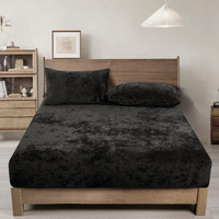 Phf Truly Velvet Fitted Sheet Only Queen Size, Luxury Super Soft Cozy Comfy Flannel Bottom Sheet With 15 "" Deep Pocket,Suitable For Fall Winter And Spring, No Pillowcases, Black