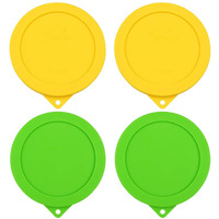 Sophico 4 Cup Round Silicone Storage Cover Lids Replacement For Anchor Hocking And Pyrex 7201-Pc Glass Bowls (Container Not Included) (Yellow-Green)