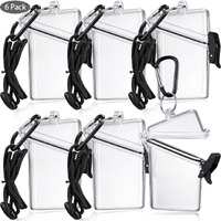 Waterproof Id Card Badge Holder Case Waterproof Sports Case Vertical Badge Holders With Lanyard And Keychain (6 Pack)