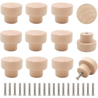 Bmgop 16Pcs Wood Knobs Flat Top Round Cabinet Knobs 1.39""(35Mm) Unfinished Wooden Furniture Drawer Knobs Pulls Handles