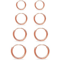 Epirpra Silver Hoop Earrings- Cartilage Earring Small Hoop Earrings For Women Men,4 Pairs Of Hypoallergenic 925 Sterling Silver Tragus Earrings(Rose Gold, 8Mm/10Mm/12Mm/14Mm)