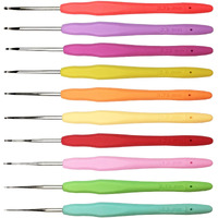 Set Of 10 Small Size Crochet Hook Set, Ergonomic Handle Crochet Hook Needles For Arthritic Hands, Thread Crochet Steel Lace Hooks Size 05Mm To 275Mm