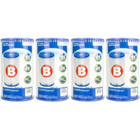 Intex Easy Set Type B Replacement Filter Cartridge For Above Ground Outdoor Swimming Pools With Dacron Paper For Ultimate Filtration, (4 Pack)