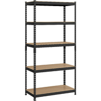Topeakmart 5-Tier Utility Shelves, Metal Storage Shelves Garage Shelving Unit Adjustable Garage Storage Shelves Storage Racks Heavy Duty Shed Shelving- Black, 355 X 175 X 72 Inch