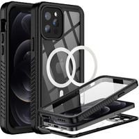 Beastek For Iphone 12 Pro Waterproof Case, Fsn Series Ip68 Magnetic Shockproof Case With Built-In Screen Protector And Magsafe Protective Cover, Iphone 12 Pro 6.1 Inch (Black)