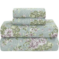 Bliss Casa 4 Piece 100% Cotton Flannel Sheet Set Full - High Gsm Deep Pockets, Warm Breathable Flannel Sheet Set. Flannel Bed Set Includes 1 Flat Sheet, 1 Fitted Sheet & 2 Pillowcases (Blossom)