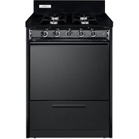 Summit Appliance Tnm6107C 24 Wide Gas Range, 4 Open Burners, Electronic Ignition, Recessed Oven Door, Push-To-Turn Burner Knobs, Oven Racks, Ada Compliant Design, Designed For Natural Gas