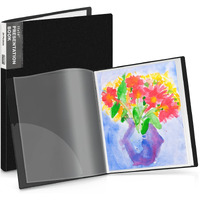 Dunwell 11X14 Binder With Sleeves (Black), 24 Pockets Display 48 Pages, Large Folder With Plastic Sleeves,11X14 Presentation Book With Protector Sleeves, Kids Art Portfolio 14X11,Clear Pages,Vertical