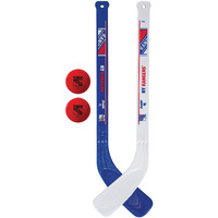 Franklin Sports New York Rangers Nhl Mini Hockey Stick Set - Nhl Team Knee Hockey Stick And Ball Set - Two Player Stick Set - Great Toy For Kids