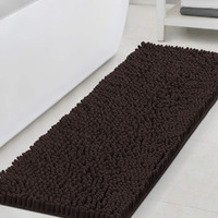 H.Versailtex Bathroom Rugs Bath Mats For Bathroom Non Slip Luxury Chenille Bathroom Runner Rug 47X17 Extra Soft And Absorbent Shaggy Rugs Washable Dry Fast Area Carpet Mats, Tub - Chocolate