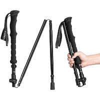 Collapsible Walking Stick For Travel, Adjustable Lightweight Trekking Trail Hiking Pole Fit For Women Men's Height 4.9-6.3(Ft),Best Gift For Hikers Backpackers & Campers, Dark Black