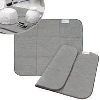 Sinland Microfiber Dish Drying Mat Super Absorbent Dish Drying Rack Pads Kitchen Counter Mat 16X18Inch Dark Grey 2 Pack
