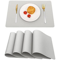 Vinjiasin Leather Placemats Set Of 4 Grey Placemats For Dining Table Waterproof Wipeable Heat Resistant Place Mats Durable Easy To Clean Indoor Outdoor Table Mats