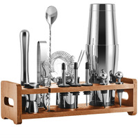 Soing Mixology 24-Piece Bartender Kit,Perfect Home Cocktail Shaker Set For Drink Mixing,Stainless Steel Bar Tools With Stand,Velvet Carry Bag & Recipes Cards Included