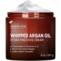 Majestic Pure Whipped Argan Oil Moisturizer Face Cream For Women & Men - With Vitamin E A, Collagen & Ceramides - Hydrates Dry Skin, Oily Skin, Reduces Appearance Of Fine Lines, Acne & Wrinkles - 8Oz