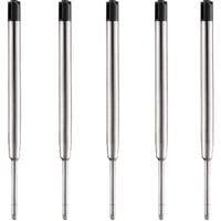 Dunbong Blue Ink Refill Pack Of 5, Replaceable Ballpoint Pen Refills, Medium Point Metal Refill (Blue)