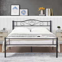 Vecelo Metal Platform Bed Frame With Headboard & Footboard, Steel Slats Mattress Foundation, No Box Spring Needed, Full Size, Matte Black